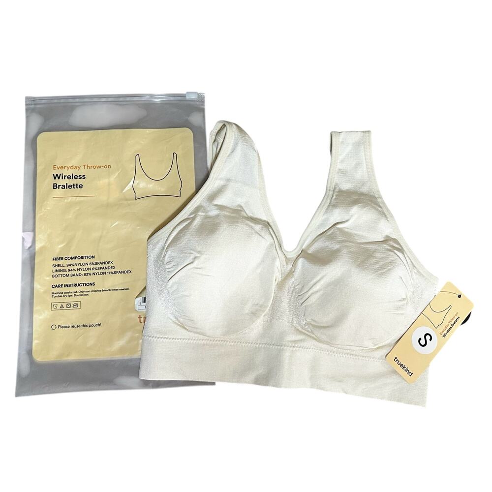 True Kind Everyday Throw-On Wireless Bralette Nude Size SMALL NWT